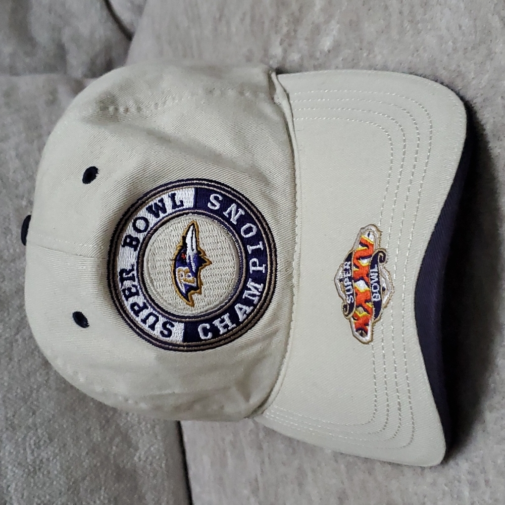 Vintage NFL Baltimore Ravens Super Bowl XXXV Champions Velcro Baseball Cap Hat